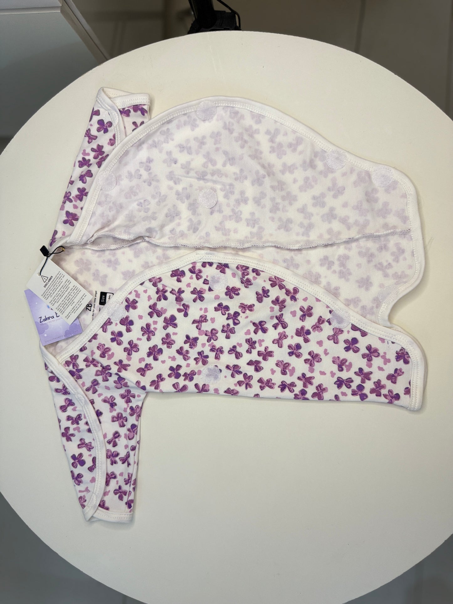 Pure Cotton Preemie Half Bodysuit – Cute Violet Flowers Pattern