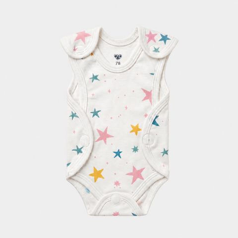Preemie / NICU Sleeveless Bodysuit — White Star Print