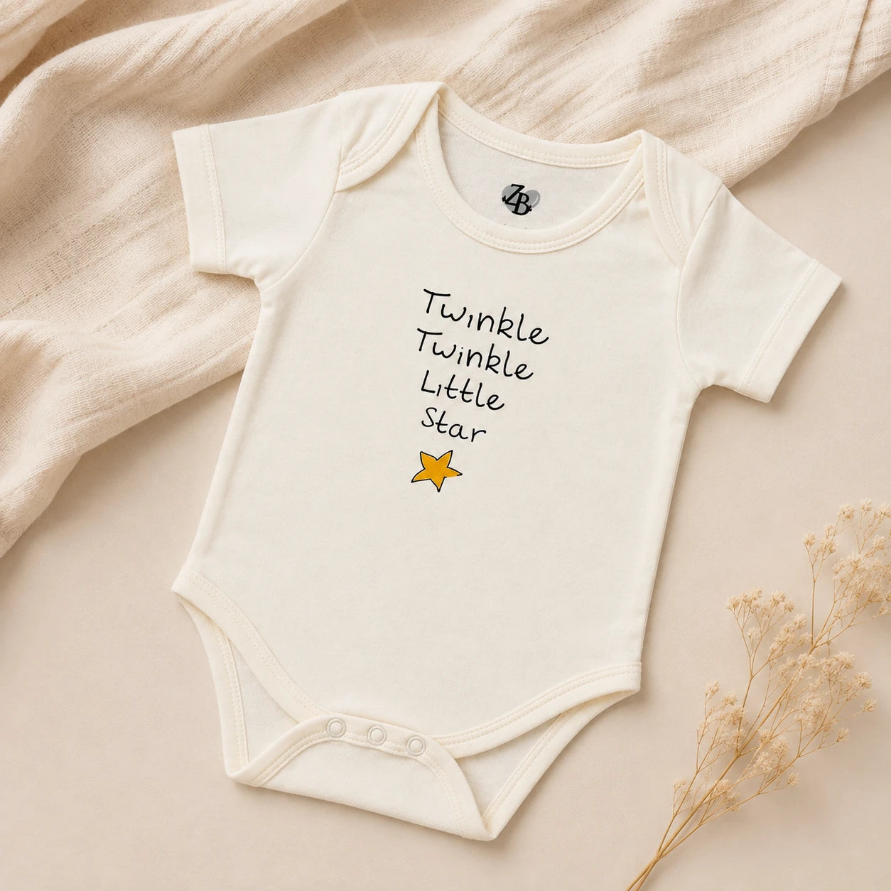 Baby Basic short-sleeve cotton bodysuit in an assorted ZB design – alternate product view