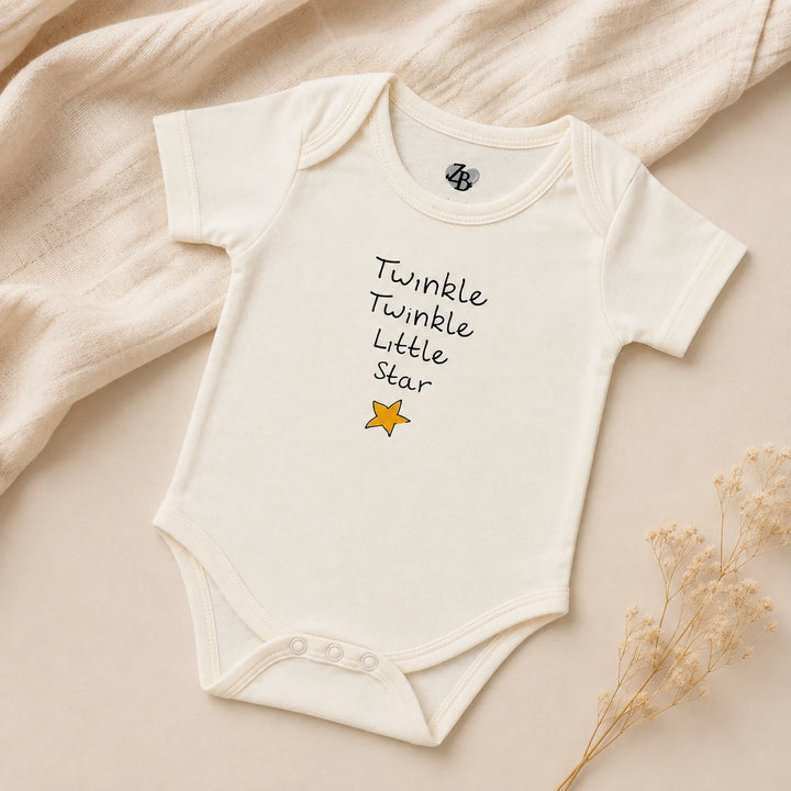 Baby Basic short-sleeve cotton bodysuit in an assorted ZB design – alternate product view — Little Star