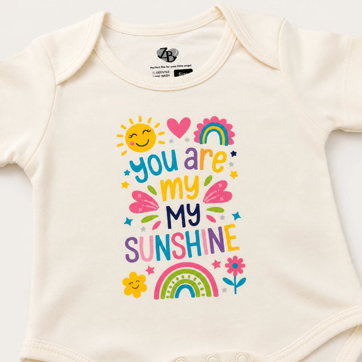 Baby Basic short-sleeve cotton bodysuit in an assorted ZB design – alternate product view — Sunshine