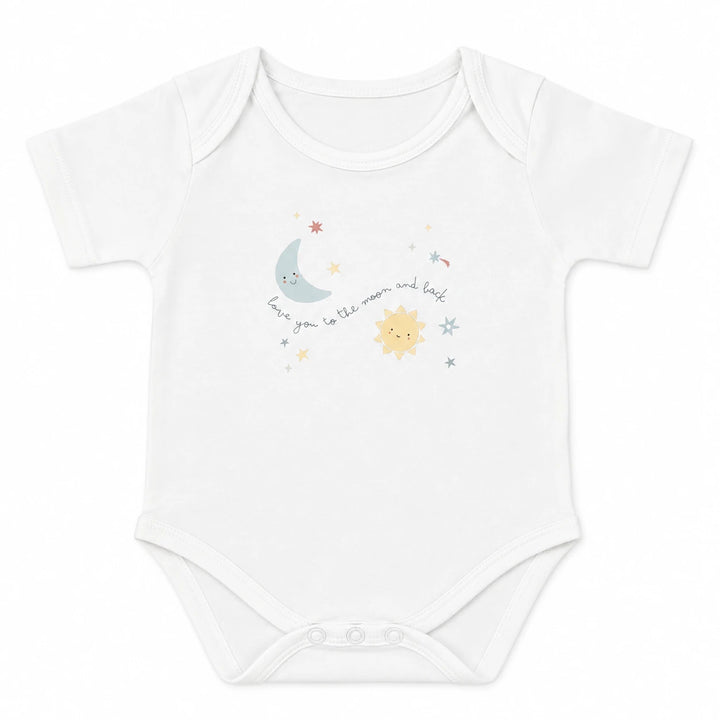 Baby Basic short-sleeve cotton bodysuit in an assorted ZB design – alternate product view — Moon and Back