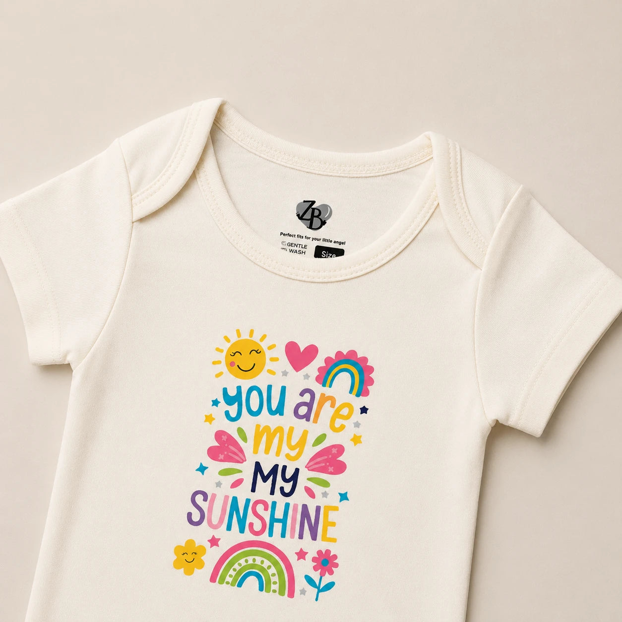 Baby Basic short-sleeve cotton bodysuit in an assorted ZB design – alternate product view