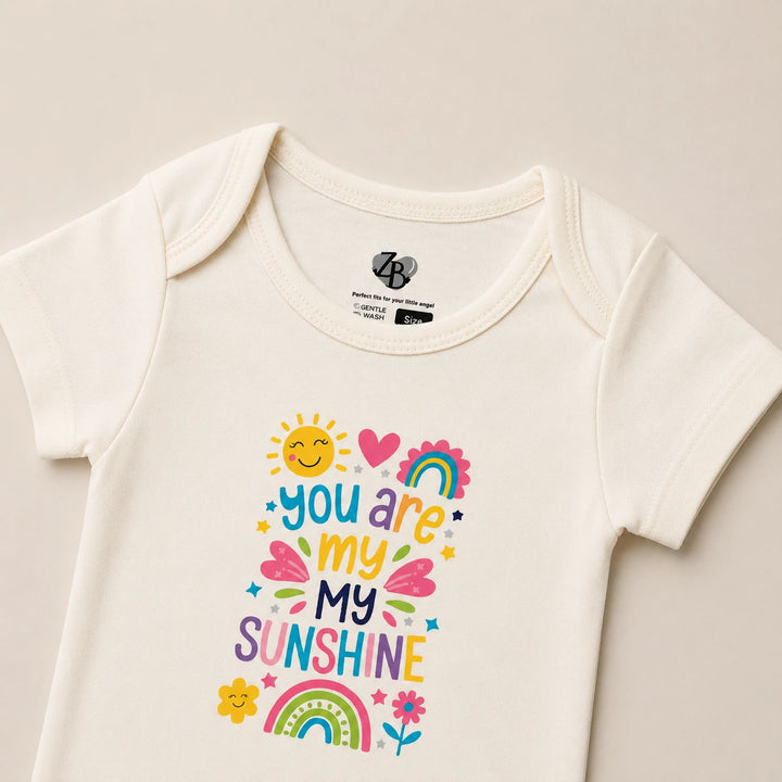 Baby Basic short-sleeve cotton bodysuit in an assorted ZB design – alternate product view — Sunshine