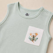 Little Koala sleeveless cotton baby bodysuit – alternate product view