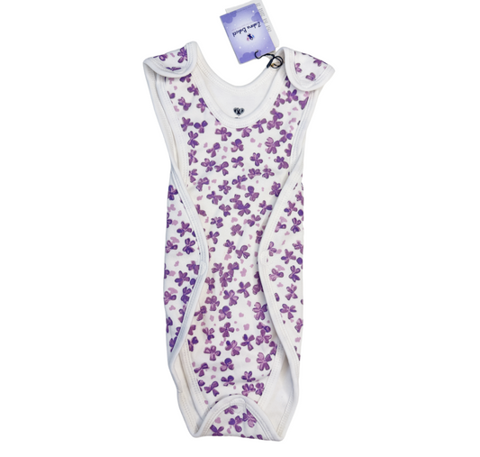 Pure Cotton Preemie Romper – Cute Violet Flowers Pattern