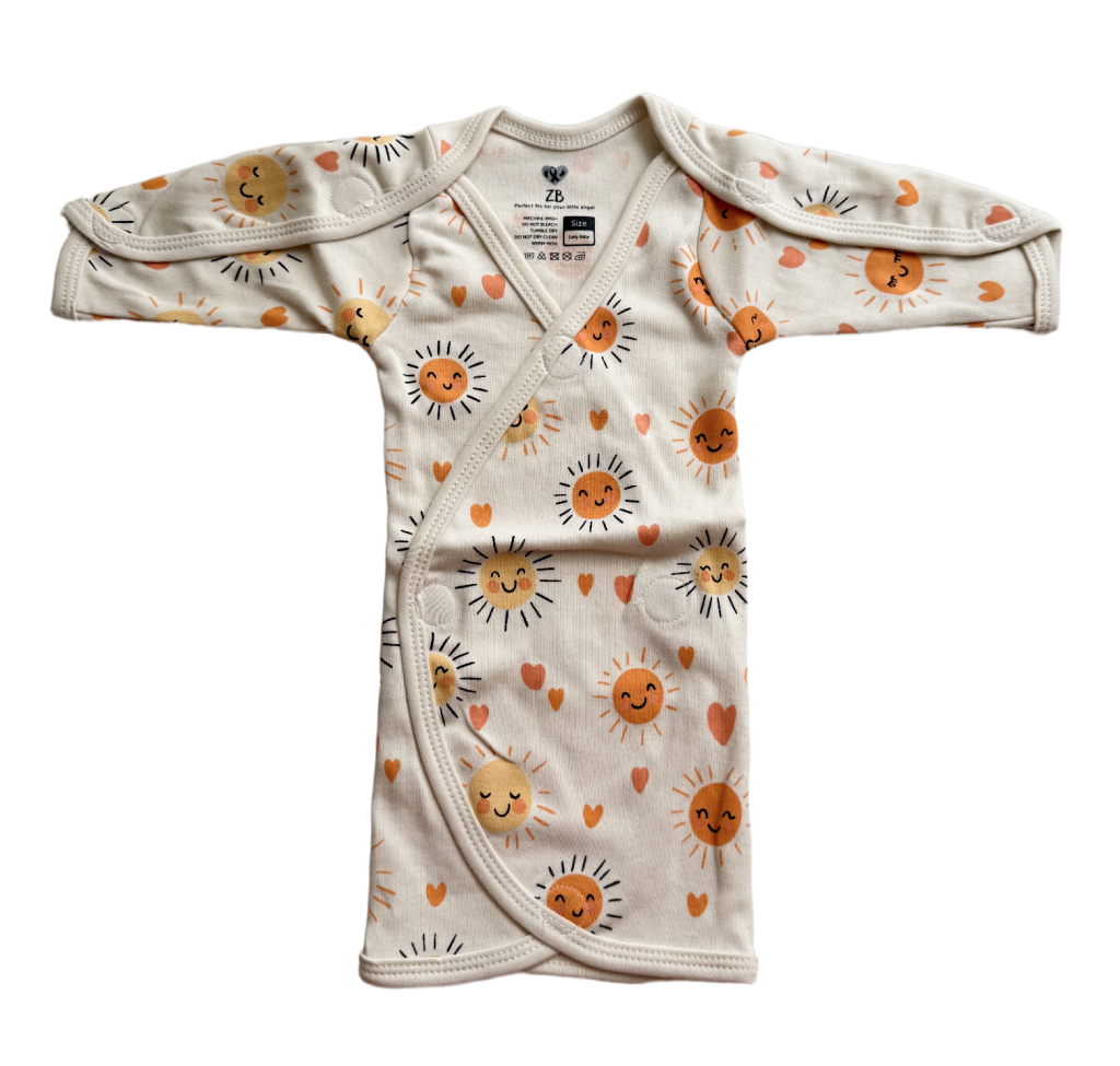 Pure Cotton Preemie Shirt – Happy Sun Pattern