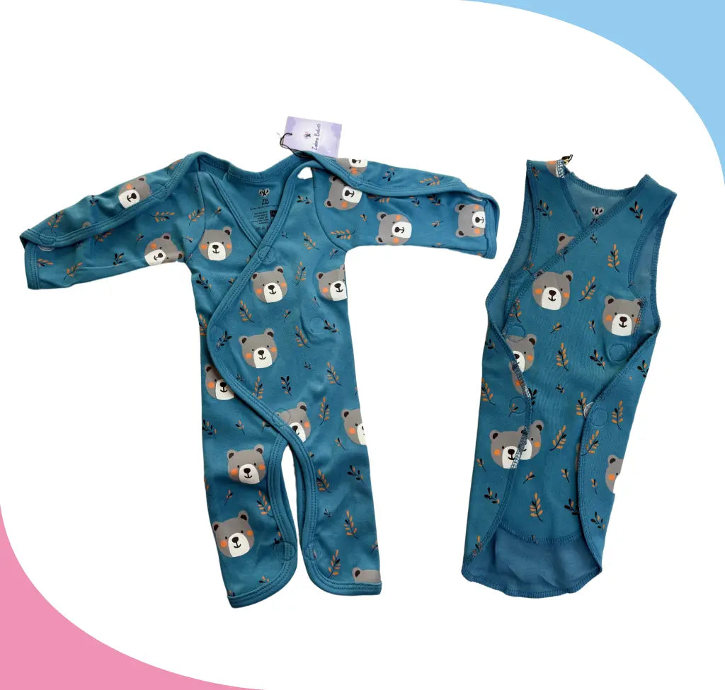 Preemie Outfit Bundle – Full Bodysuit & Sleeveless Shirt (Teddy Bear)