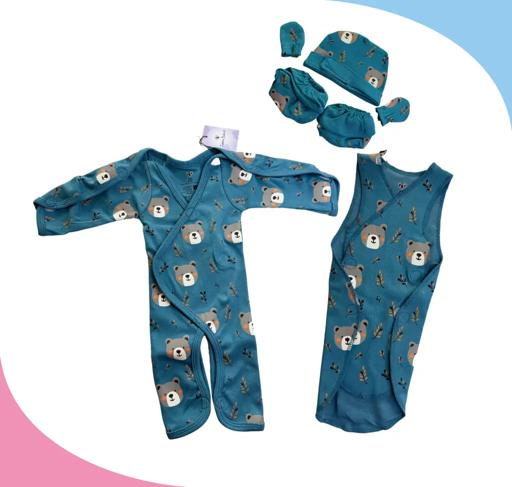 Teddy Bear Preemie Set – Full Bodysuit, Sleeveless Shirt & Accessories