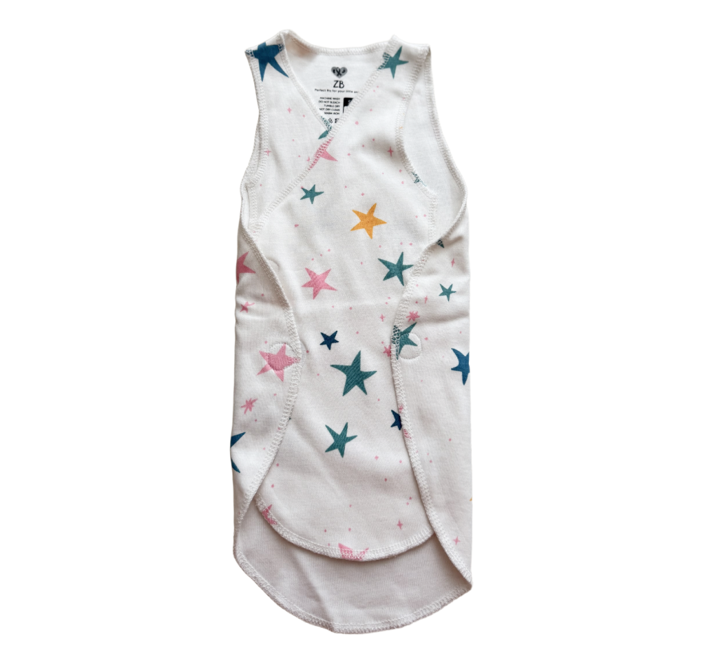 Pure Cotton Preemie Sleeveless Shirt – Star Pattern