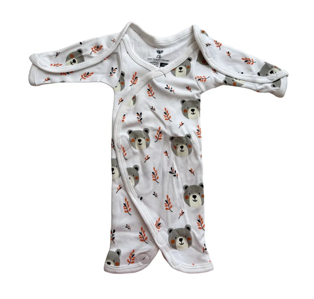 Pure Cotton Preemie Half Bodysuit – Teddy Bear Design - Zahra Batool 