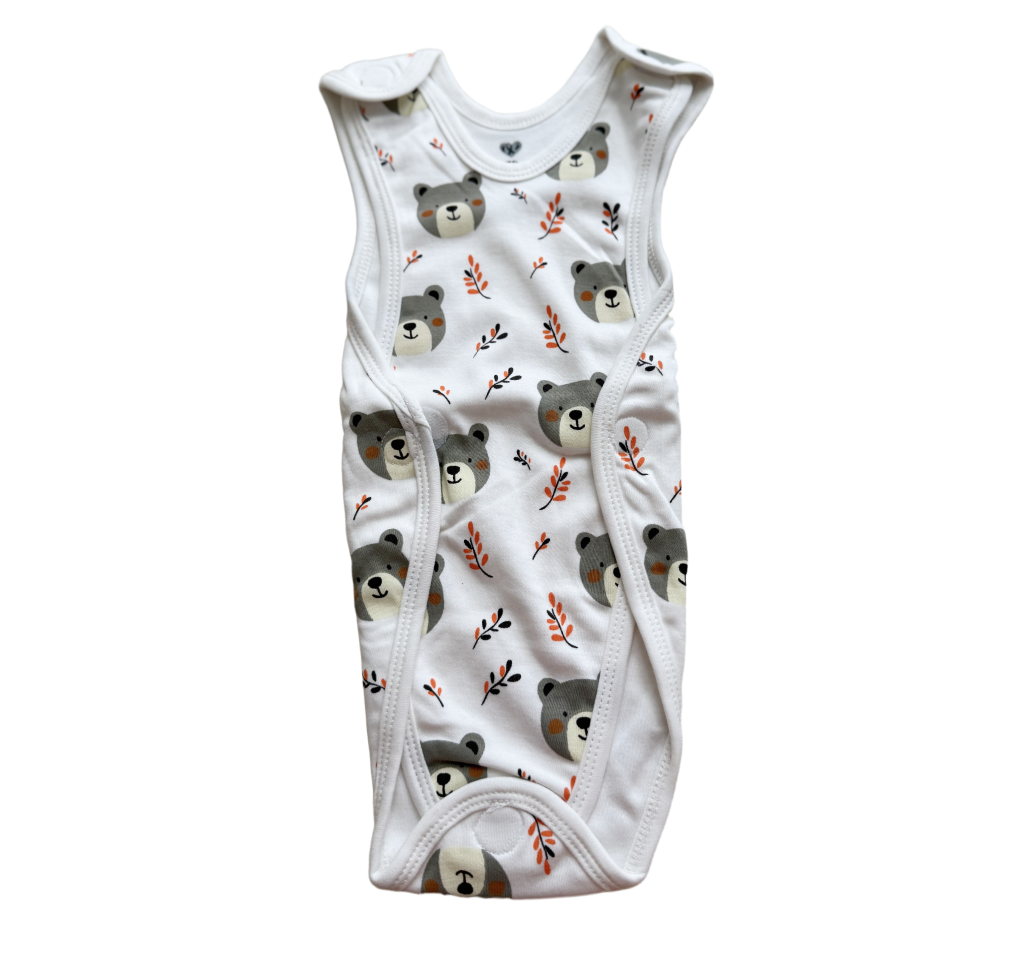 Pure Cotton Preemie Romper – Teddy Bear Design