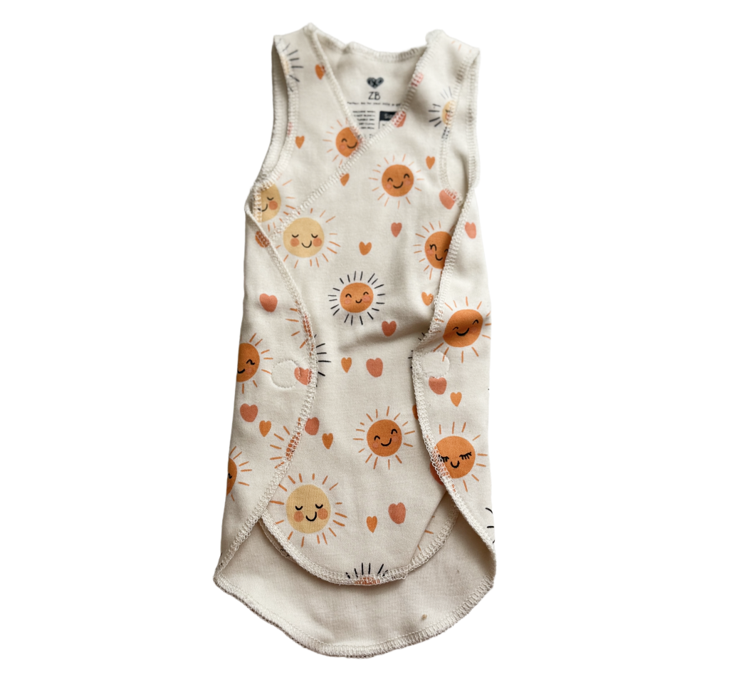 Pure Cotton Preemie Sleeveless Shirt – Happy Sun Pattern