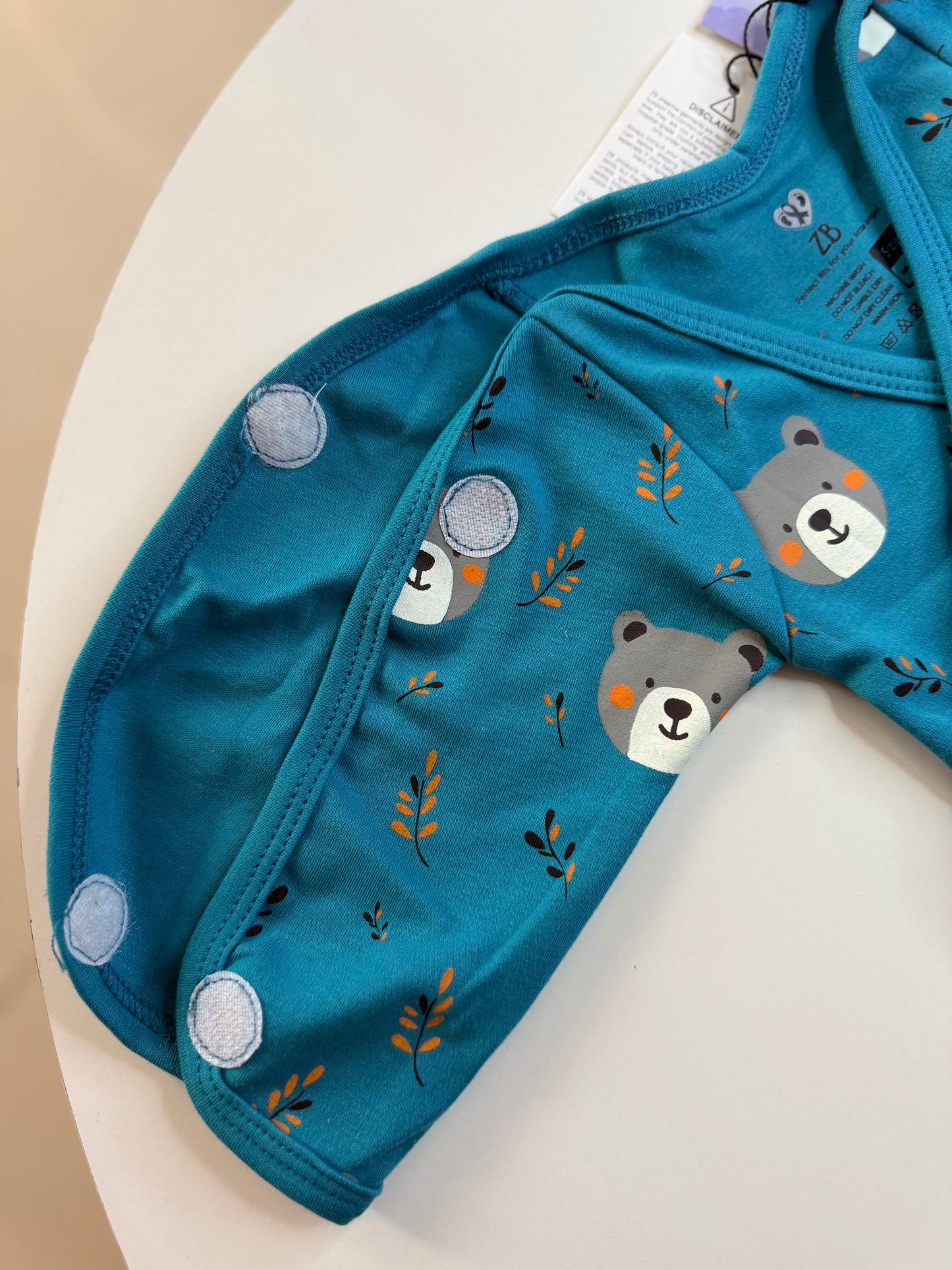 Pure Cotton Preemie Full Bodysuit – Teddy Bear Design