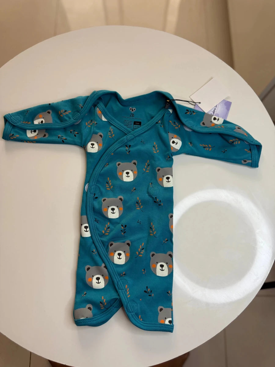 Pure Cotton Preemie Half Bodysuit – Teddy Bear Design - Zahra Batool 