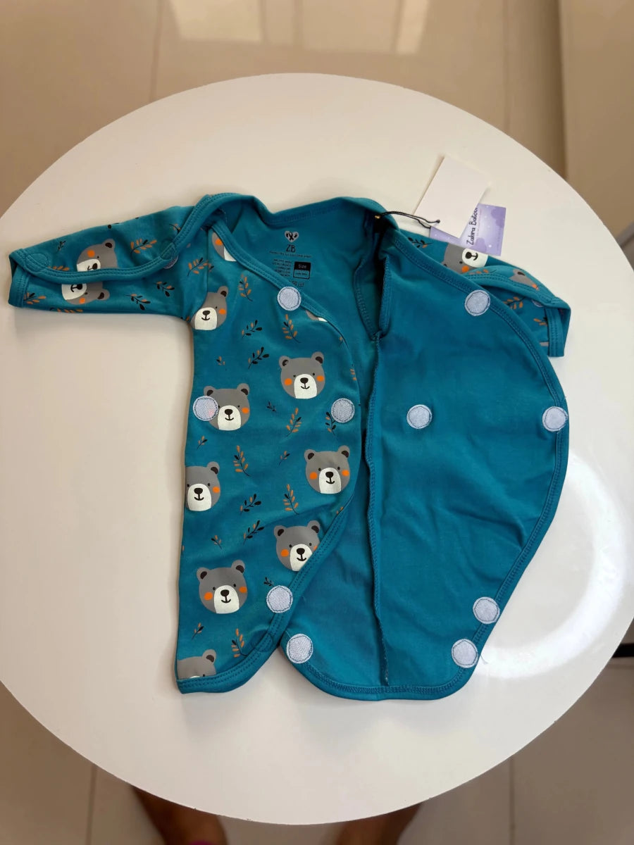 Pure Cotton Preemie Half Bodysuit – Teddy Bear Design - Zahra Batool 