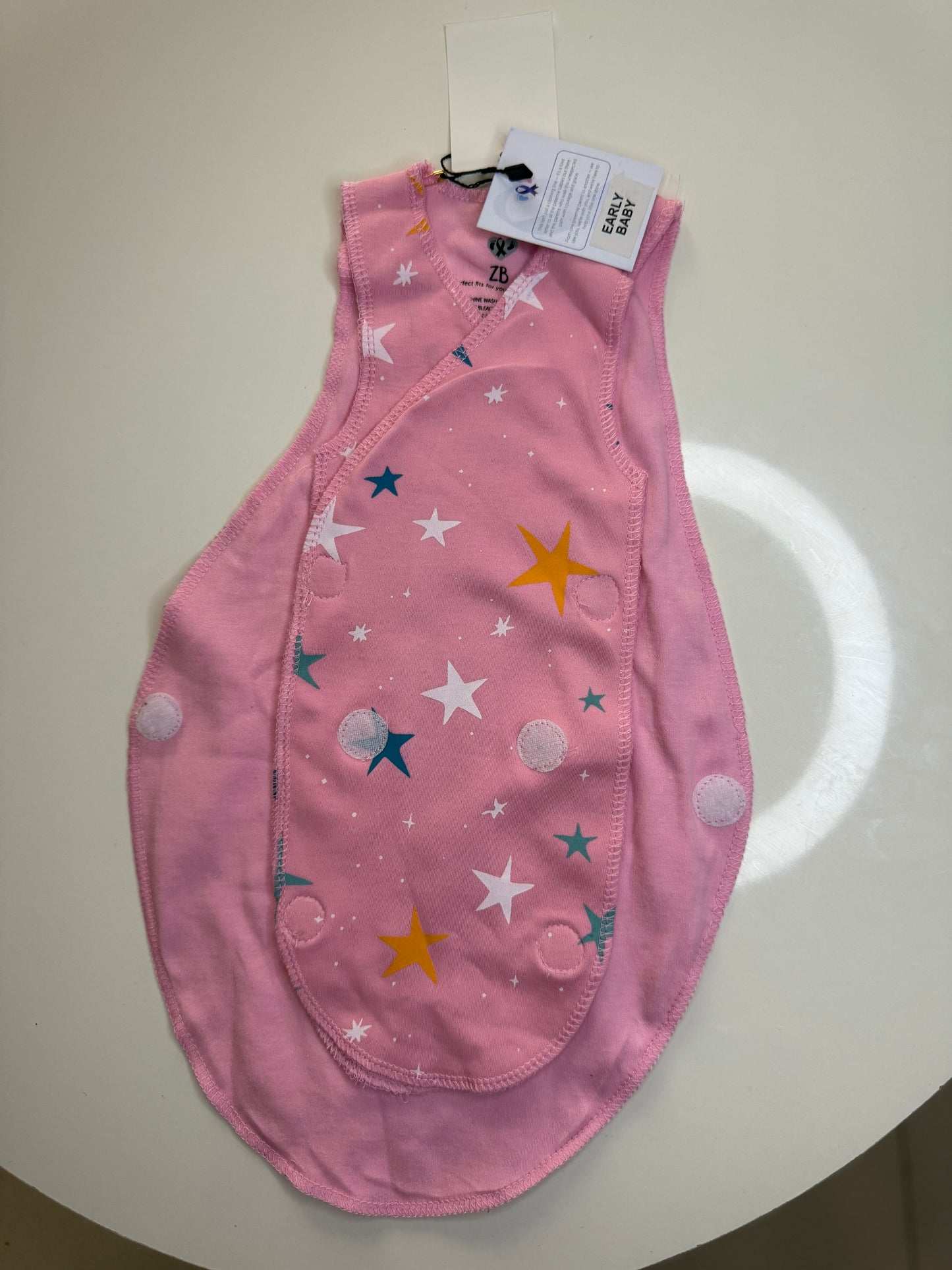 Pure Cotton Preemie Sleeveless Shirt – Star Pattern