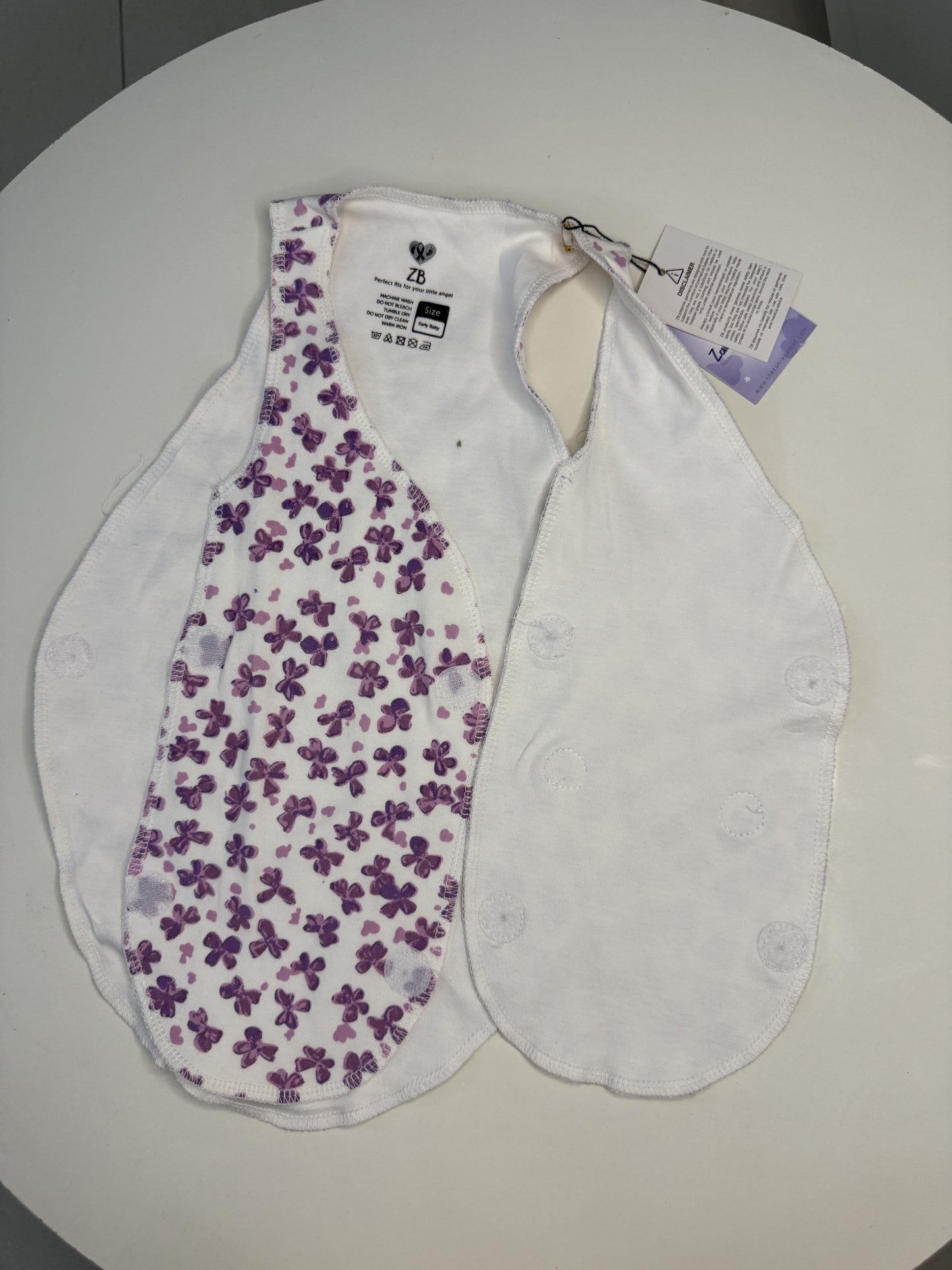 Pure Cotton Preemie Sleeveless Shirt – Cute Violet Flowers Pattern