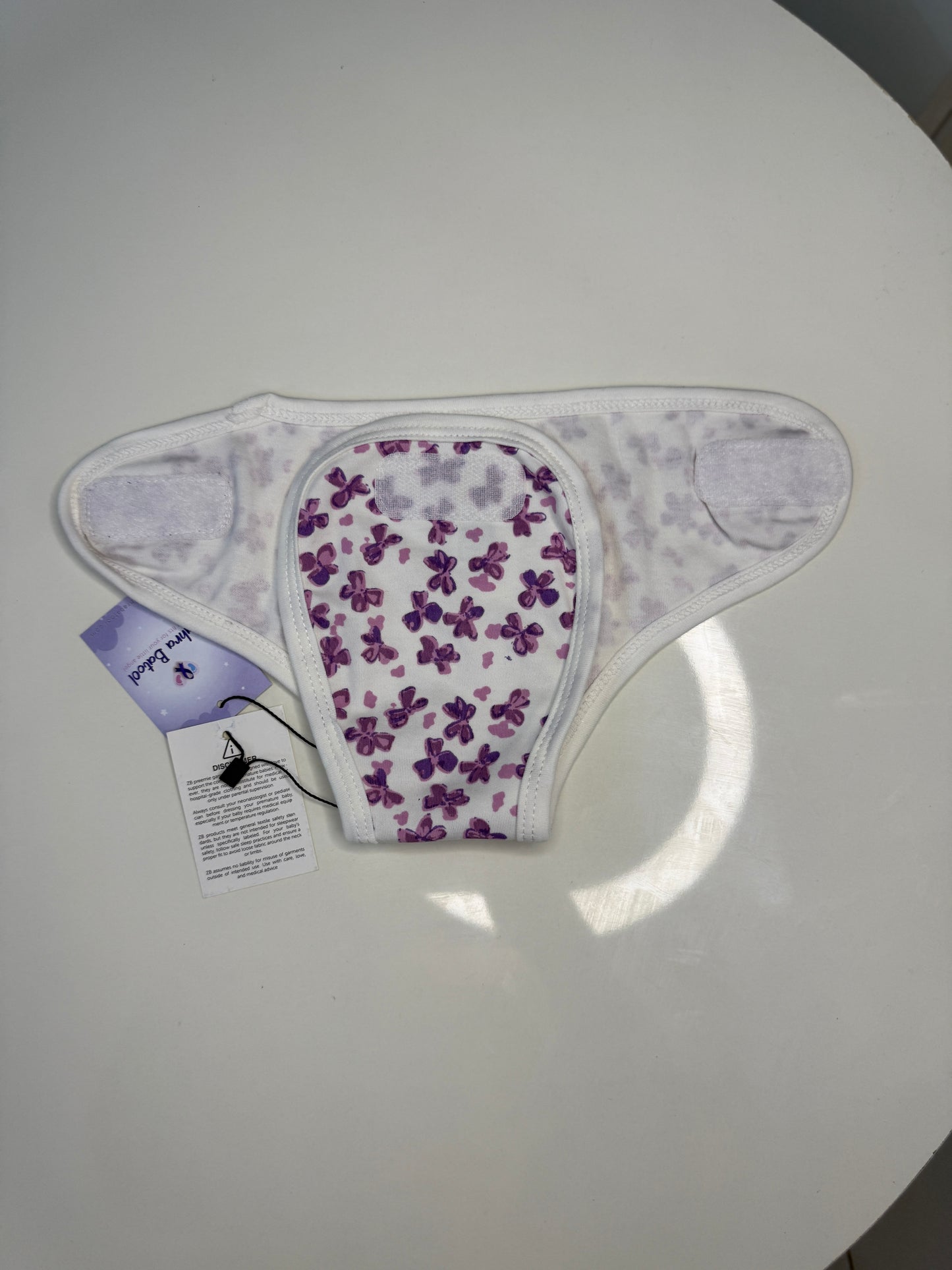 Pure Cotton Preemie Diaper Covers – Cute Violet Flowers Pattern
