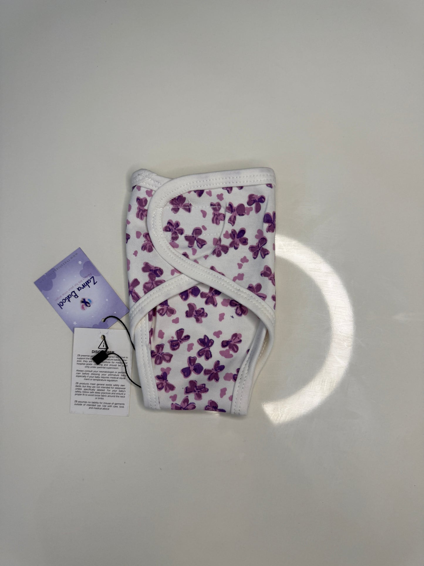 Pure Cotton Preemie Diaper Covers – Cute Violet Flowers Pattern