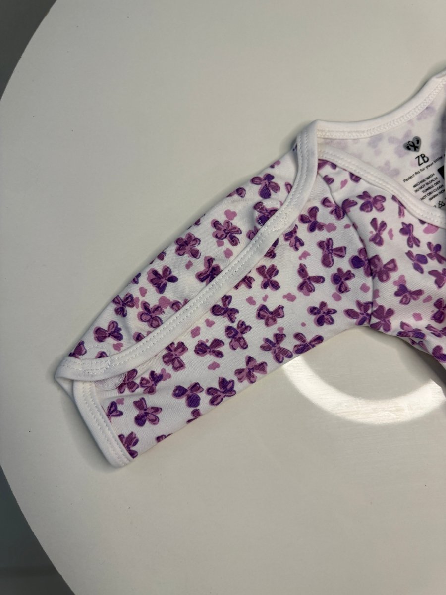 Preemie Full Bodysuit – Cute Violet Flowers Pattern - Zahra Batool 