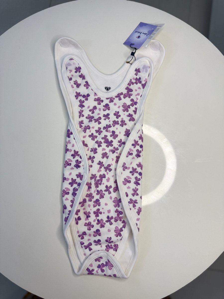 Preemie Romper – Cute Violet Flowers Pattern - Zahra Batool 