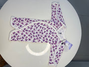 Pure Cotton Preemie Half Bodysuit – Cute Violet Flowers Pattern - Zahra Batool 