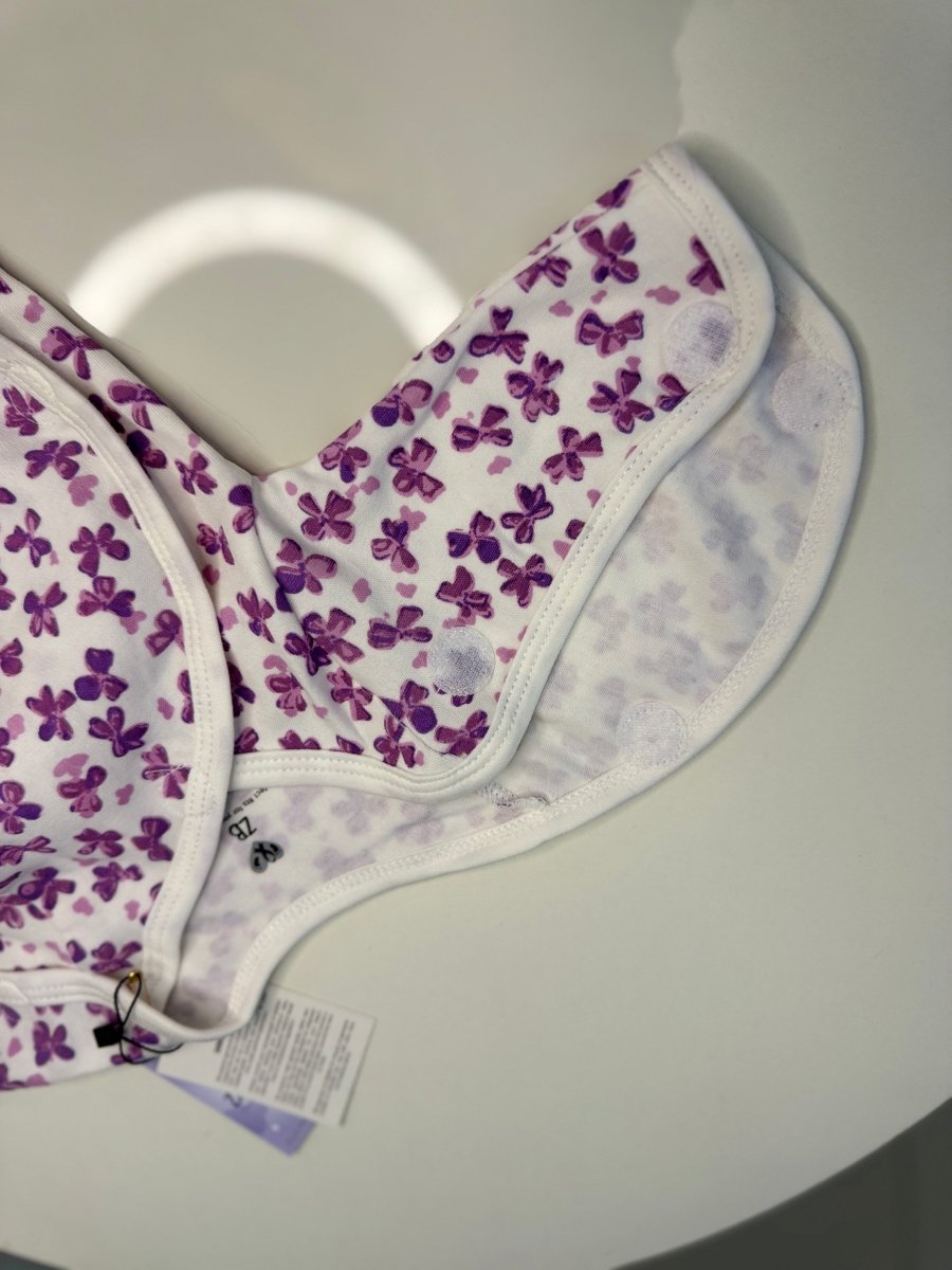 Pure Cotton Preemie Half Bodysuit – Cute Violet Flowers Pattern - Zahra Batool 