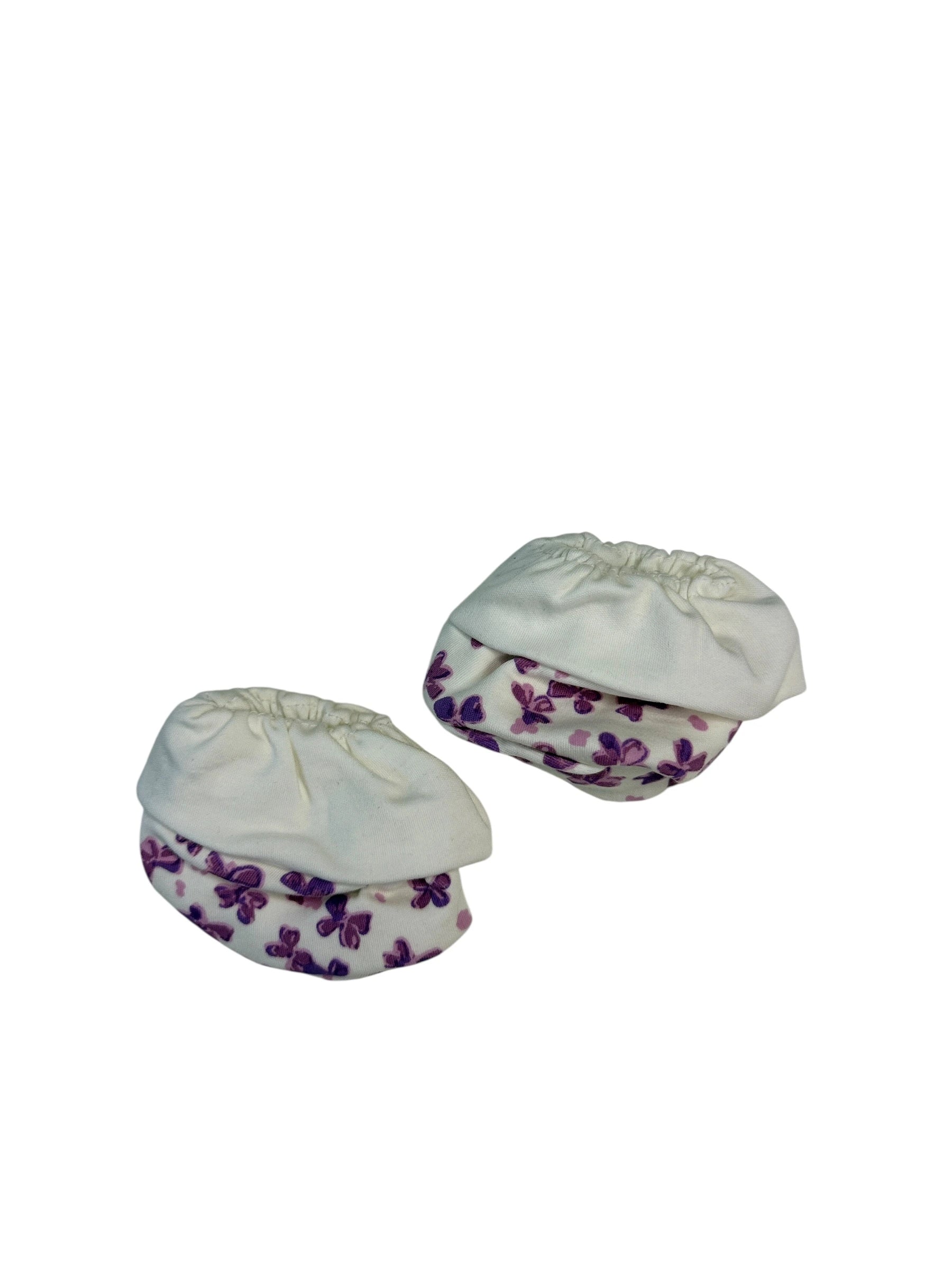 Cap, Mitten & Sock Set – Cute Violet Flowers Pattern