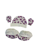 Cap, Mitten & Sock Set – Cute Violet Flowers Pattern