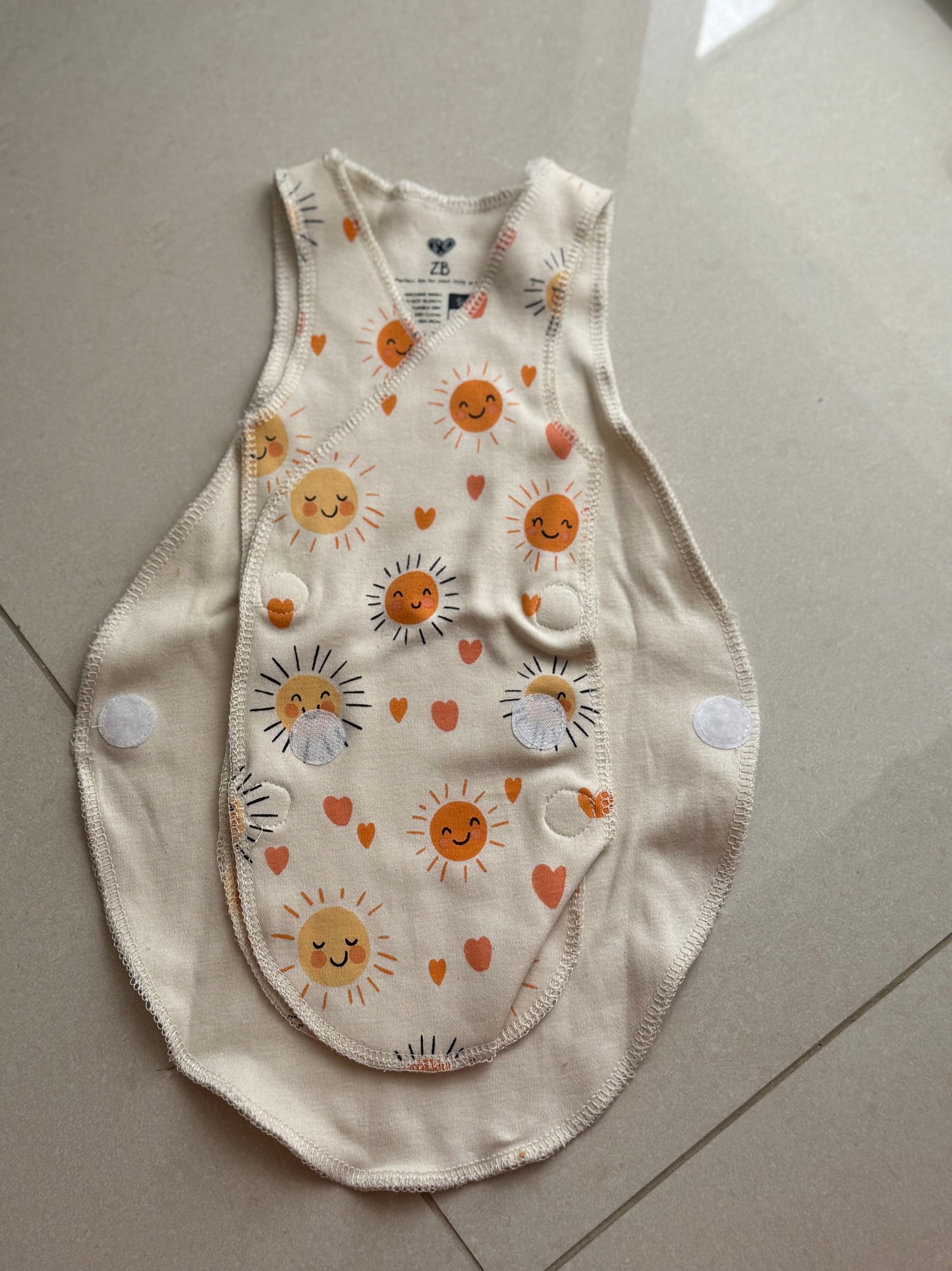 Pure Cotton Preemie Sleeveless Shirt – Happy Sun Pattern