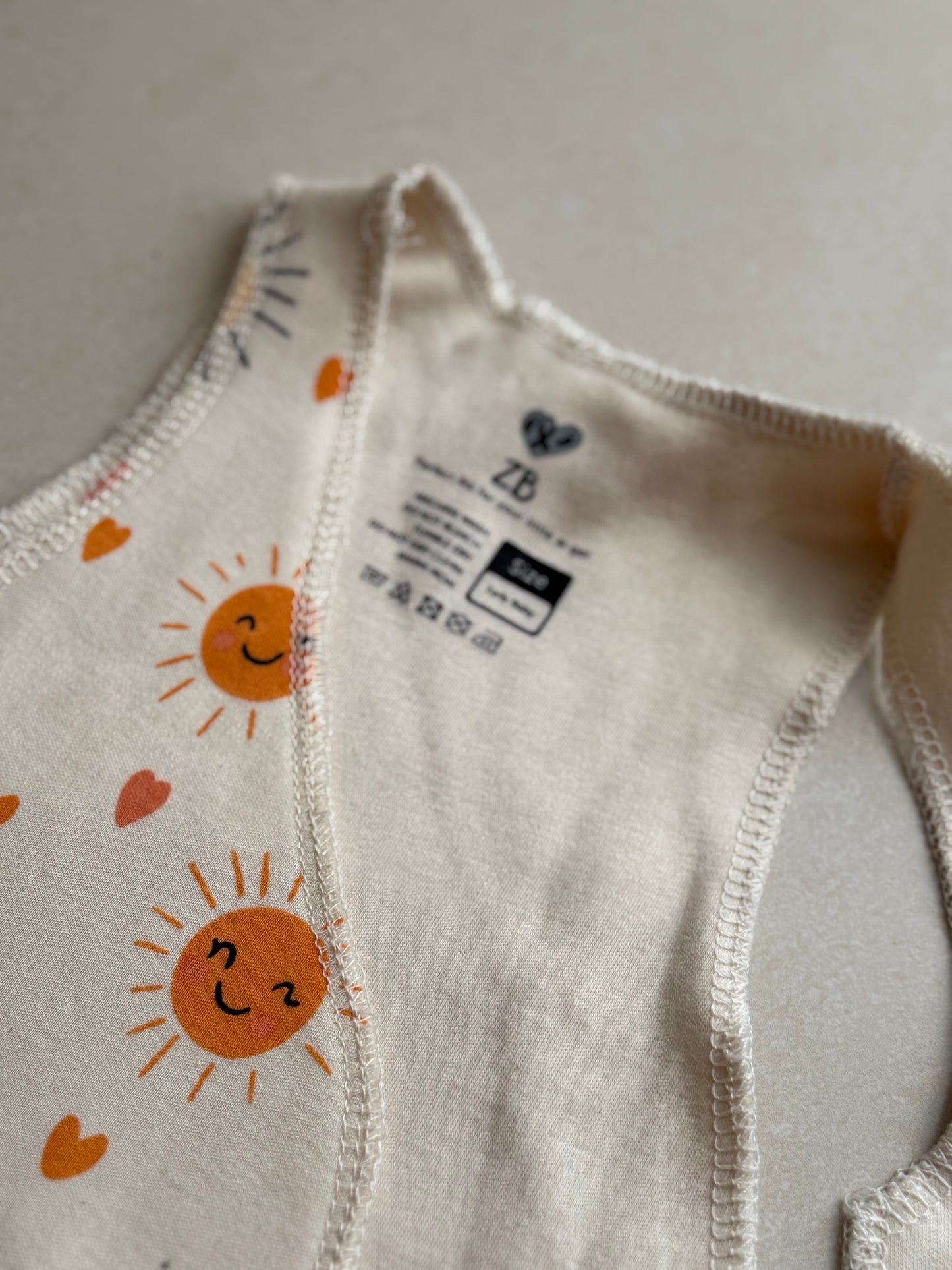 Pure Cotton Preemie Sleeveless Shirt – Happy Sun Pattern