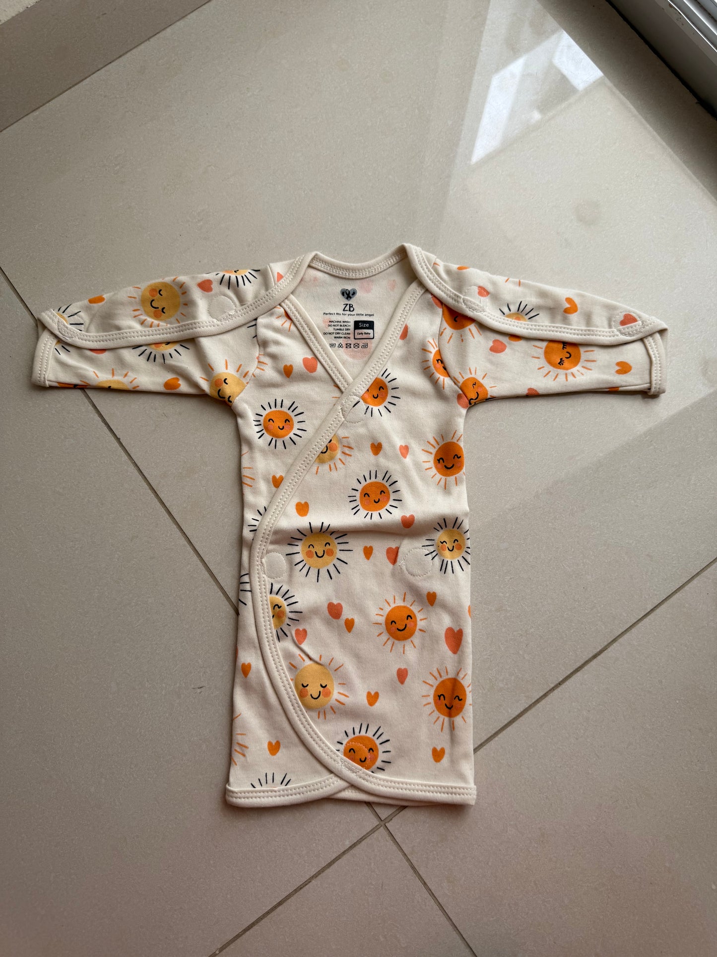 Pure Cotton Preemie Shirt – Happy Sun Pattern