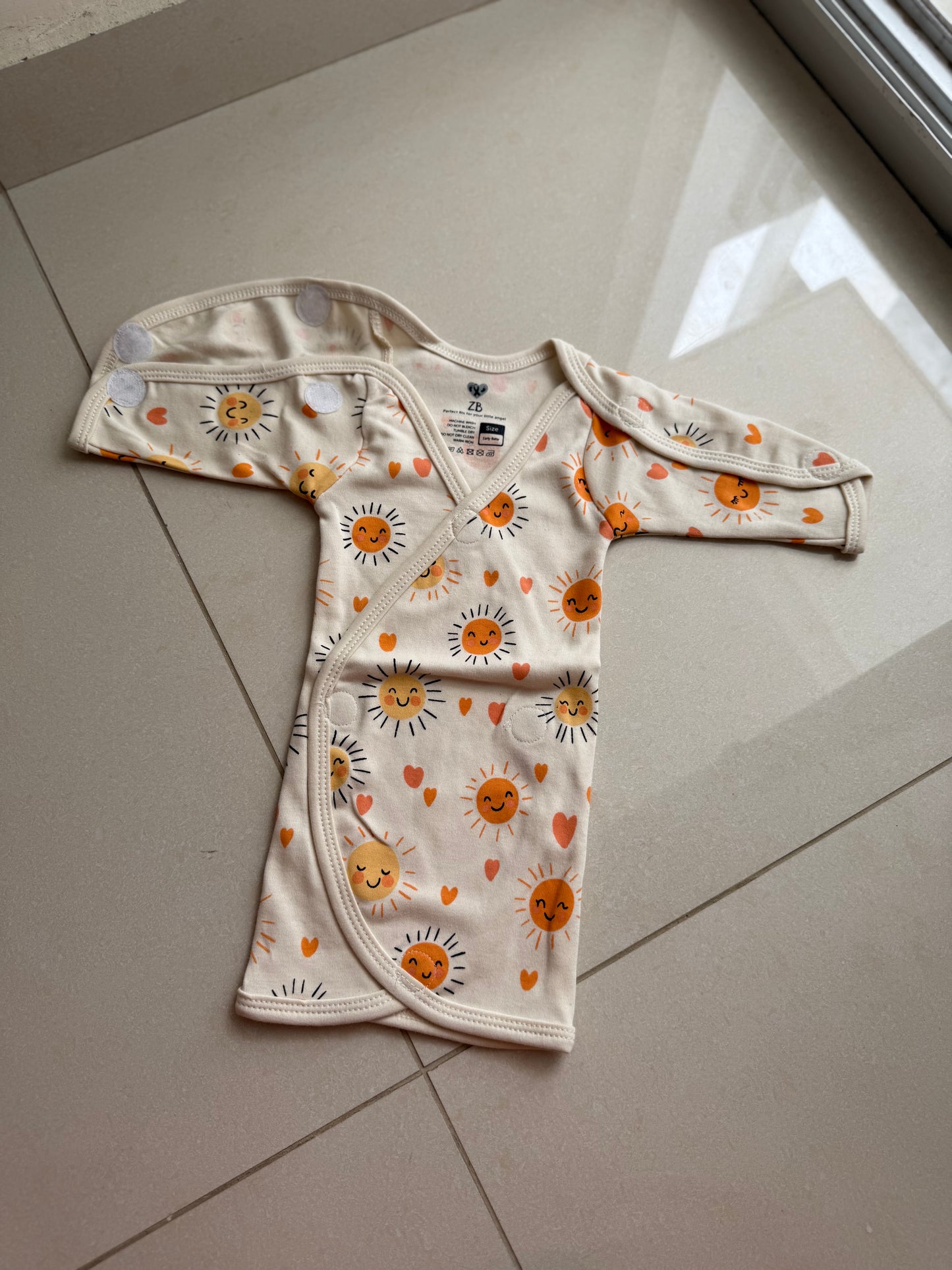 Pure Cotton Preemie Shirt – Happy Sun Pattern