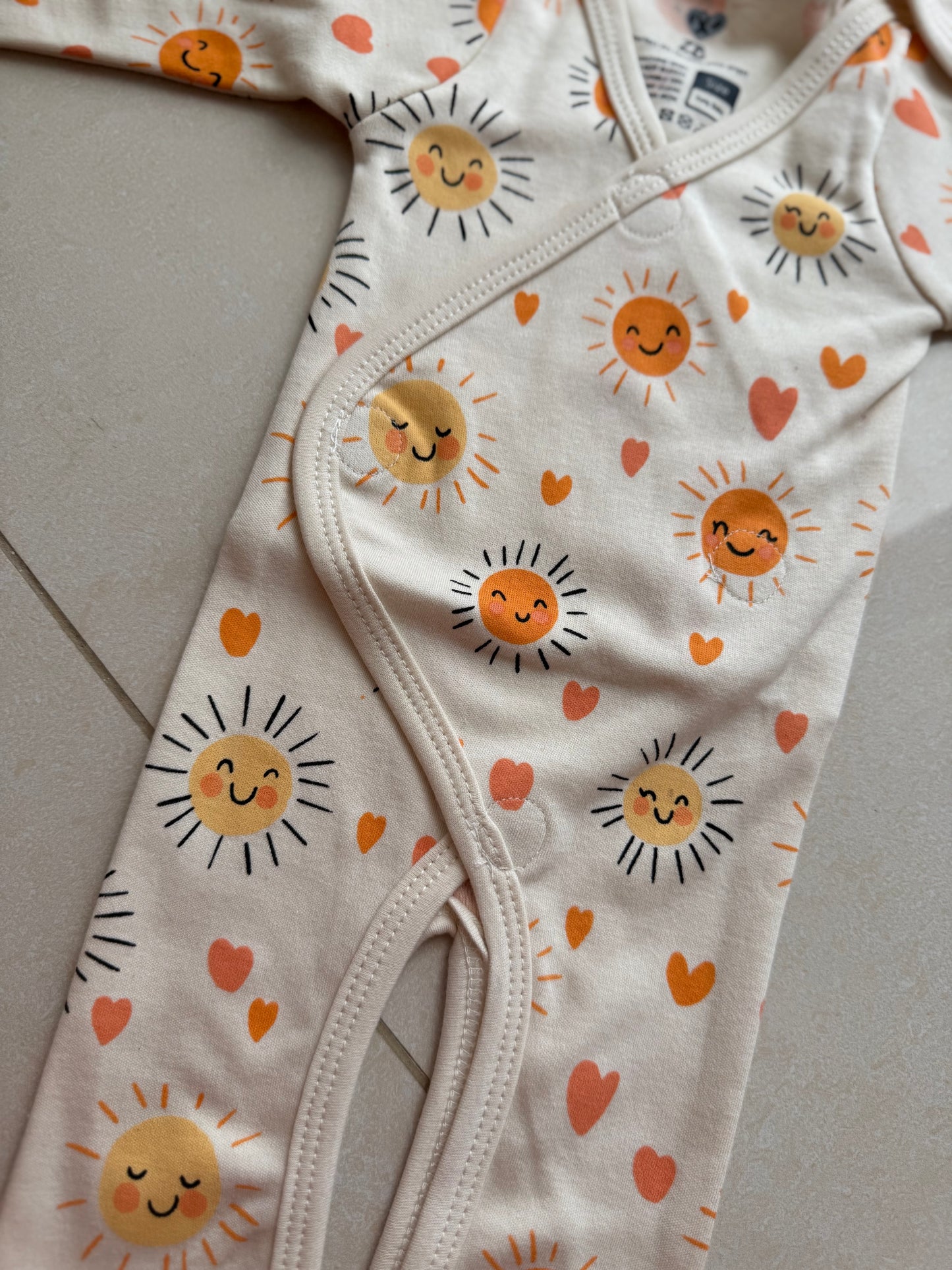 Preemie Full Bodysuit – Happy Sun Pattern