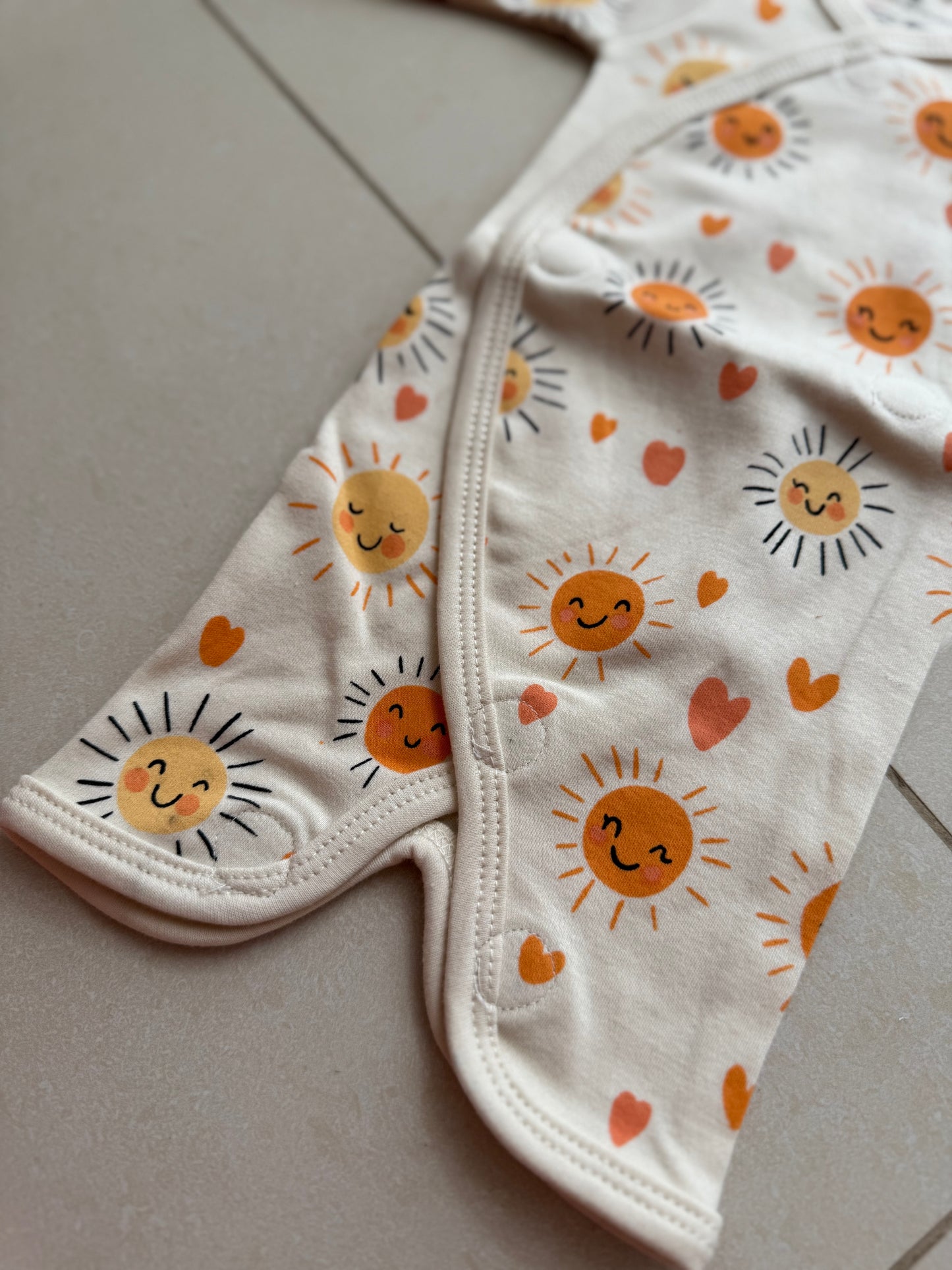 Pure Cotton Preemie Half Bodysuit – Happy Sun Pattern