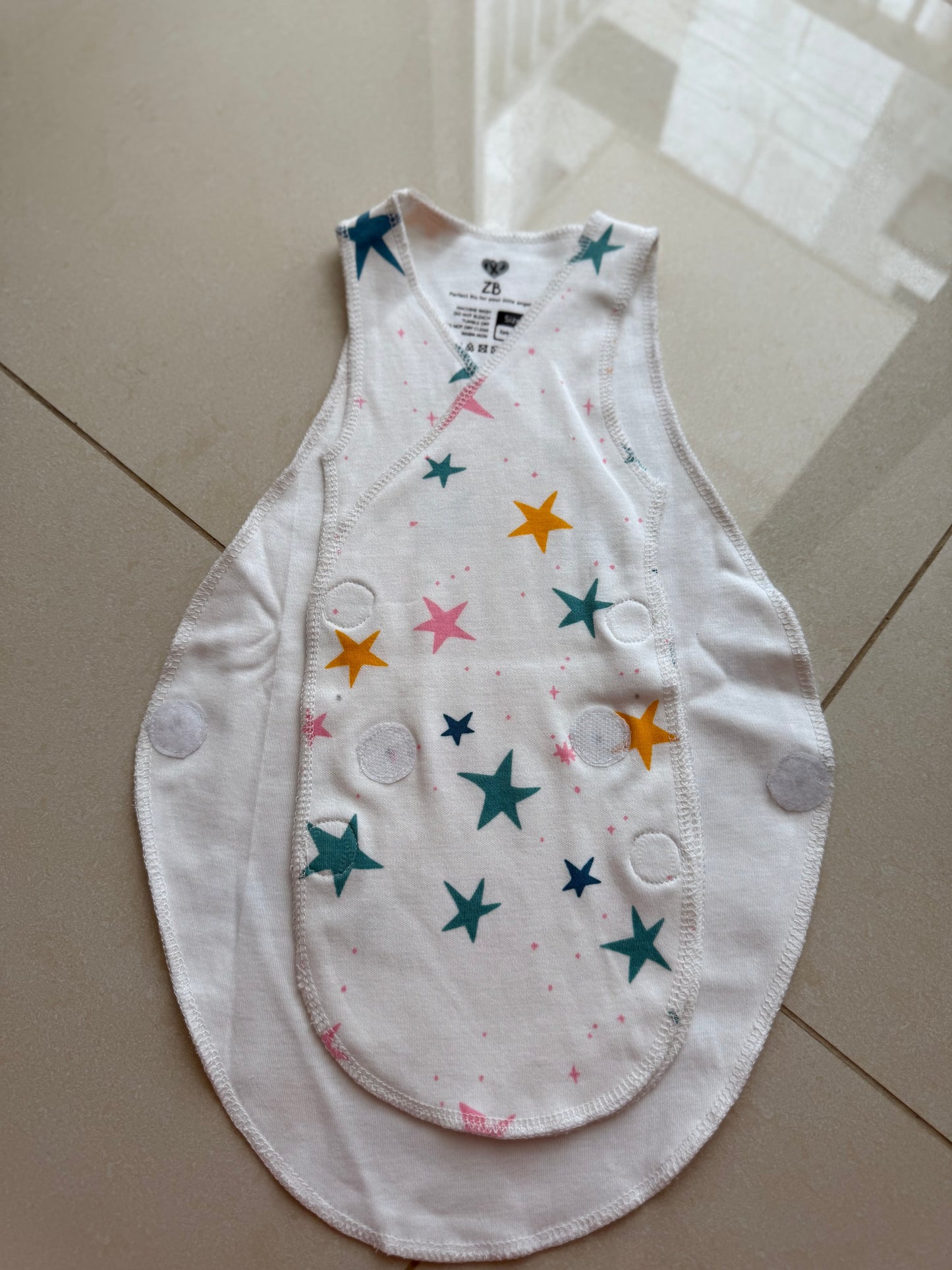 Pure Cotton Preemie Sleeveless Shirt – Star Pattern