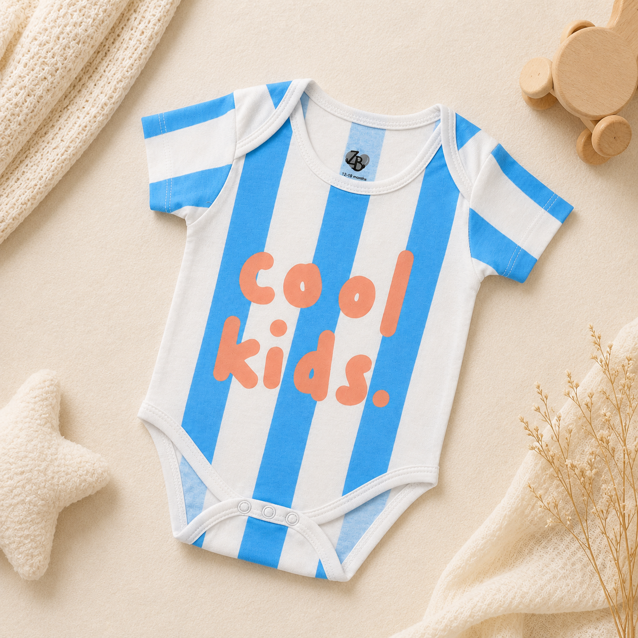 Baby Basic short-sleeve cotton bodysuit in an assorted ZB design – alternate product view