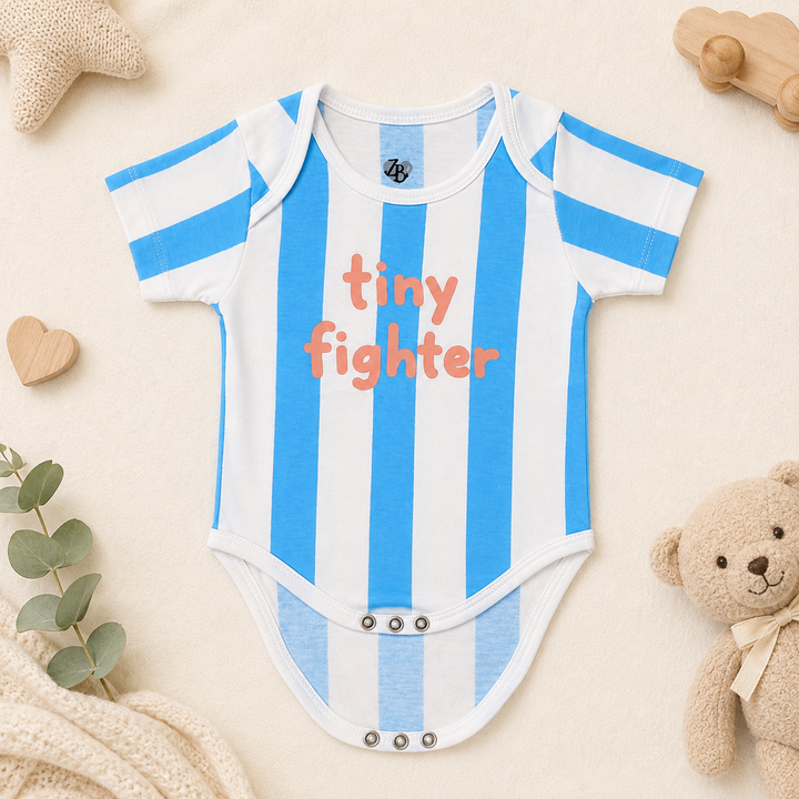 Baby Basic short-sleeve cotton bodysuit in an assorted ZB design – alternate product view — Tiny Fighter