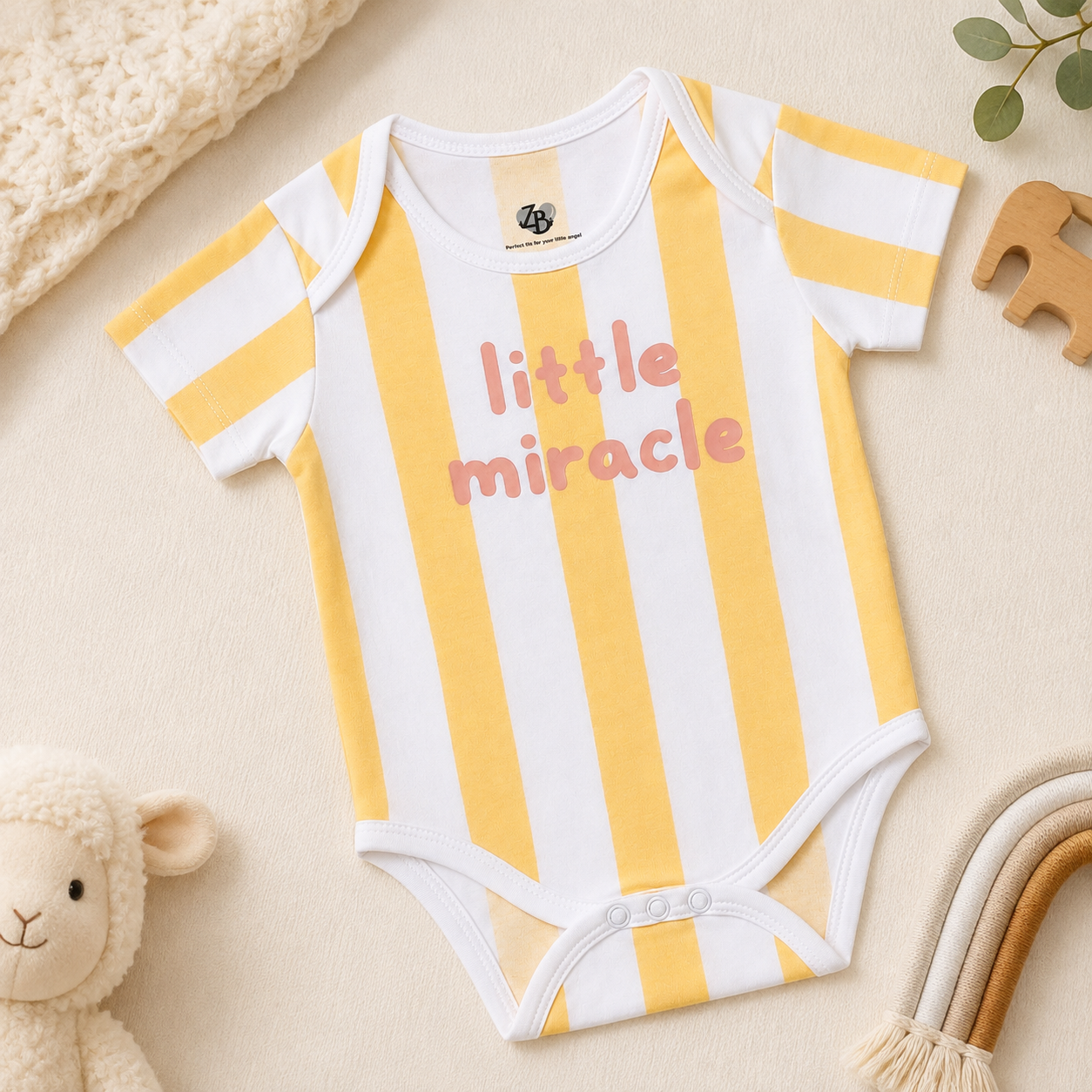Baby Basic short-sleeve cotton bodysuit in an assorted ZB design – alternate product view