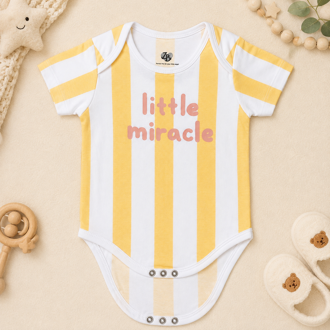 Baby Basic short-sleeve cotton bodysuit in an assorted ZB design – alternate product view