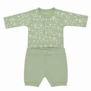 Little Dino 2-piece cotton baby set with wrap-style top and trousers – alternate product view