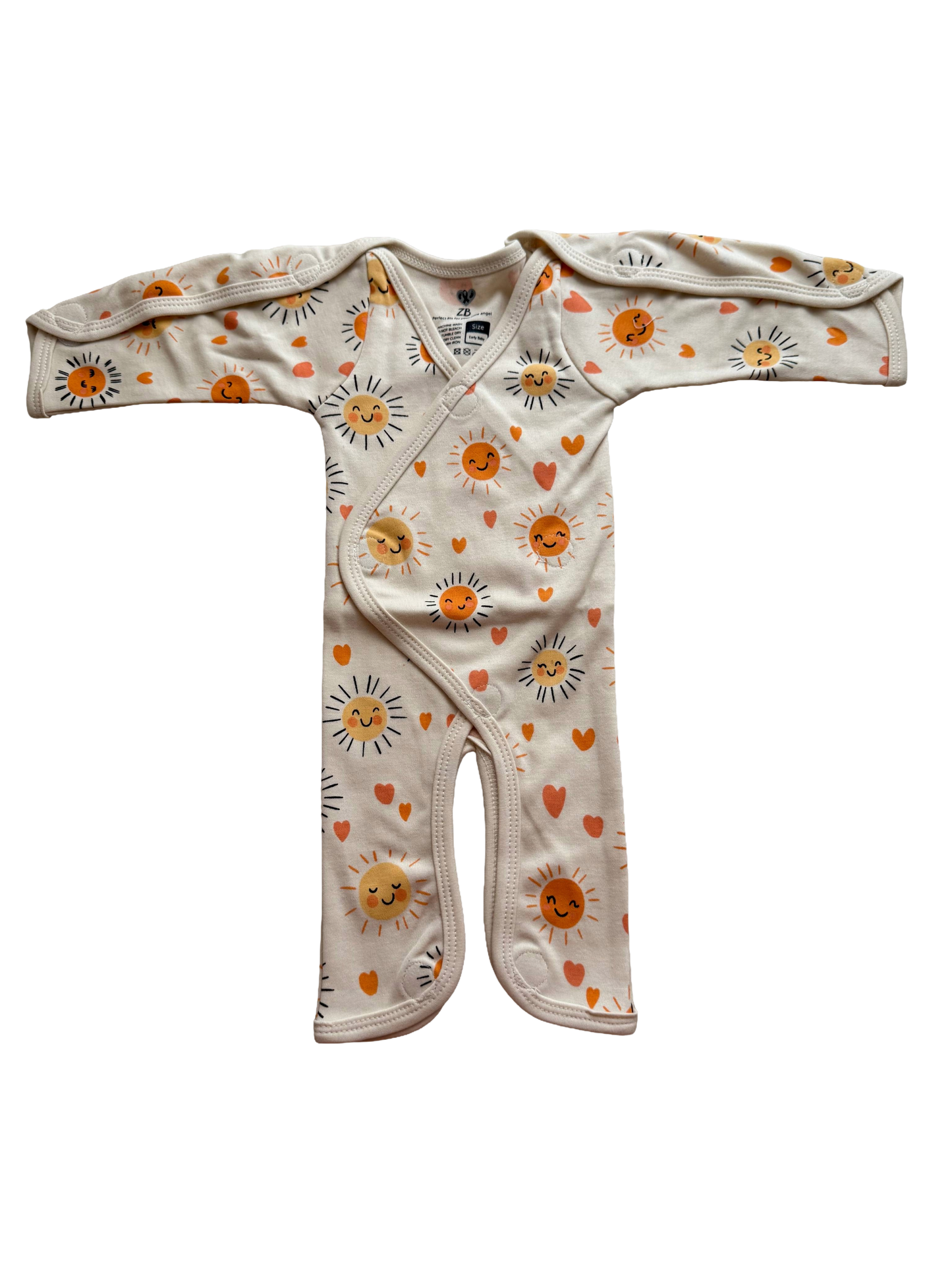 Preemie Full Bodysuit – Happy Sun Pattern