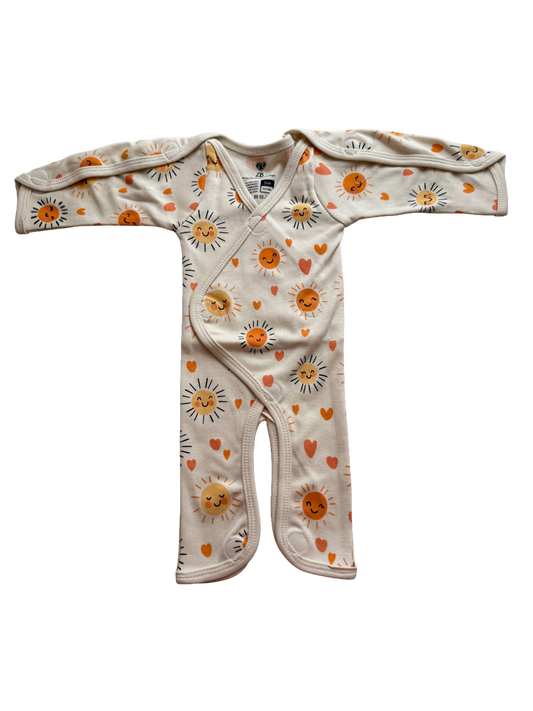 Pure Cotton Preemie Full Bodysuit – Happy Sun Pattern