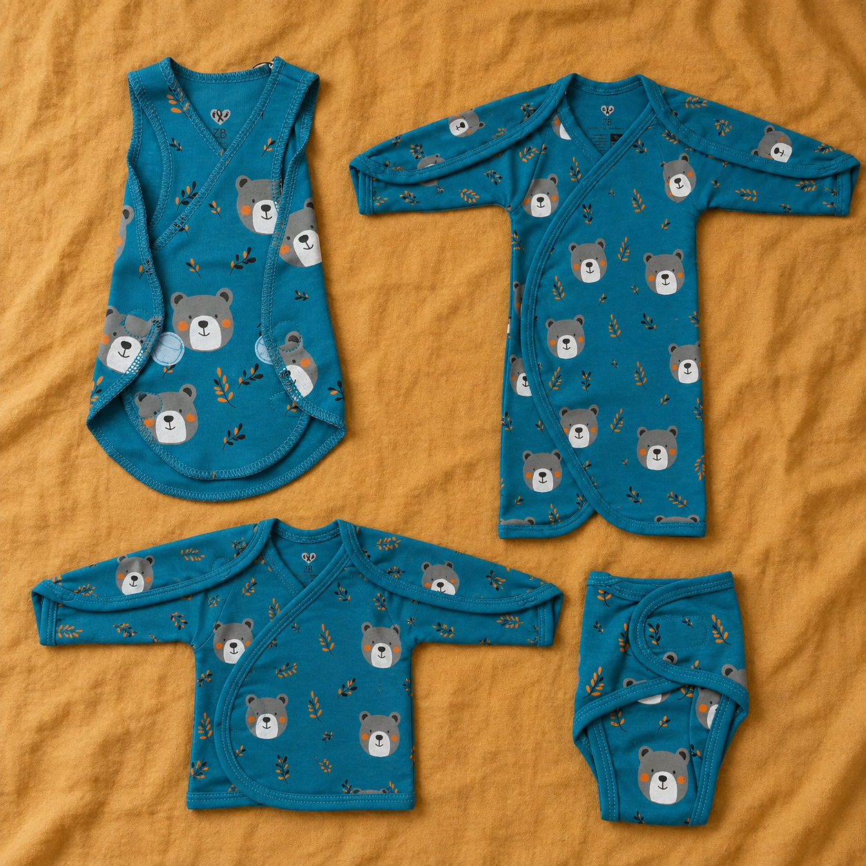 Teal Teddy Bear Print – Cozy Days Collection – View 1
