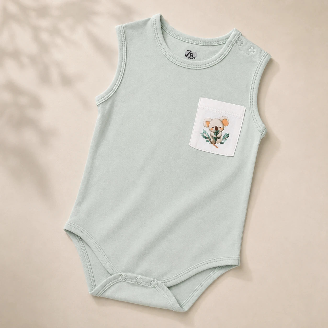 Little Koala sleeveless cotton baby bodysuit – alternate product view