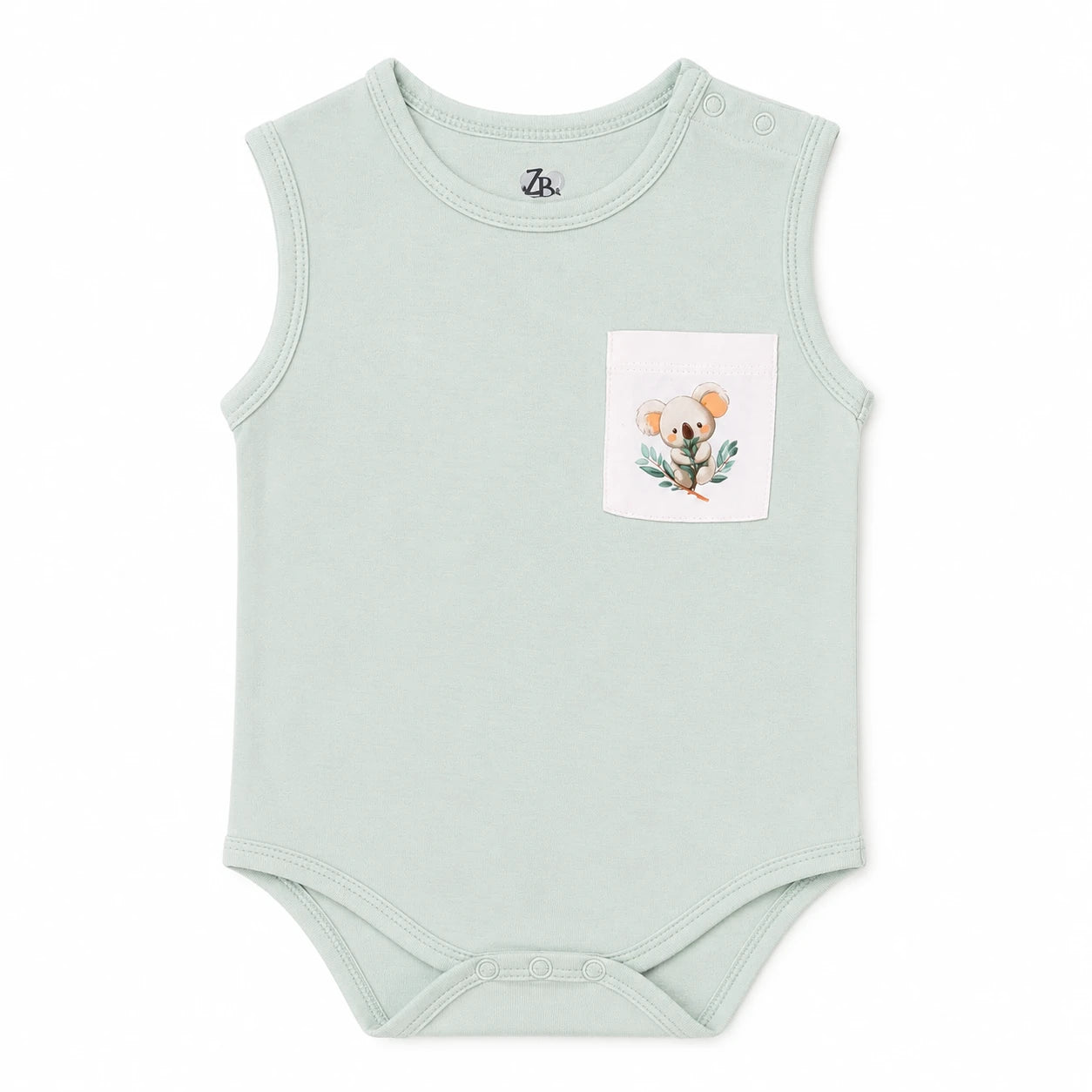 Little Koala sleeveless cotton baby bodysuit – alternate product view
