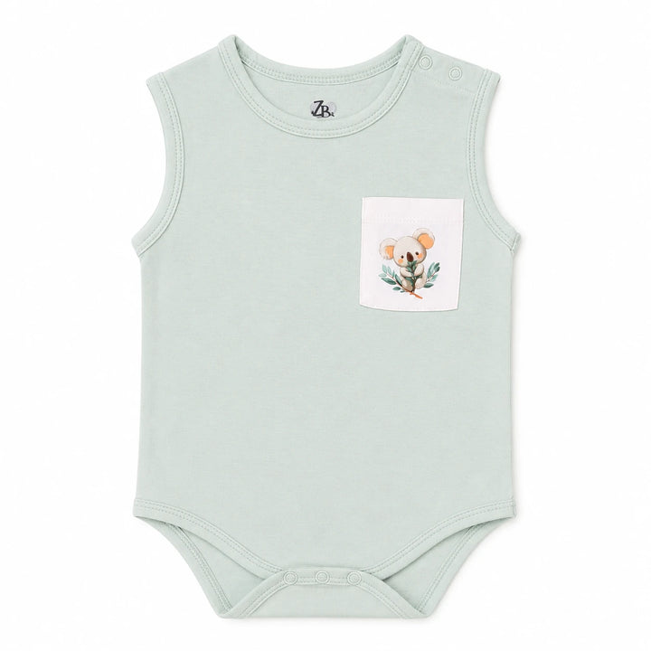 Little Koala sleeveless cotton baby bodysuit – alternate product view