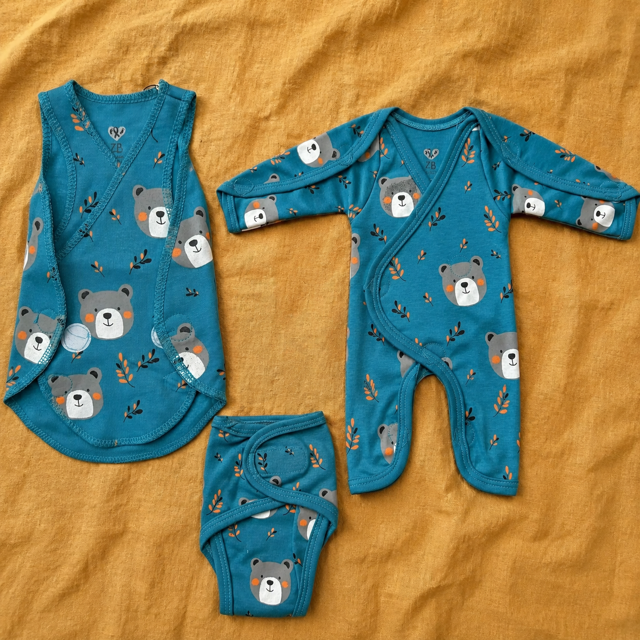 Teal Teddy Bear Print – Gentle Comfort Collection – View 1