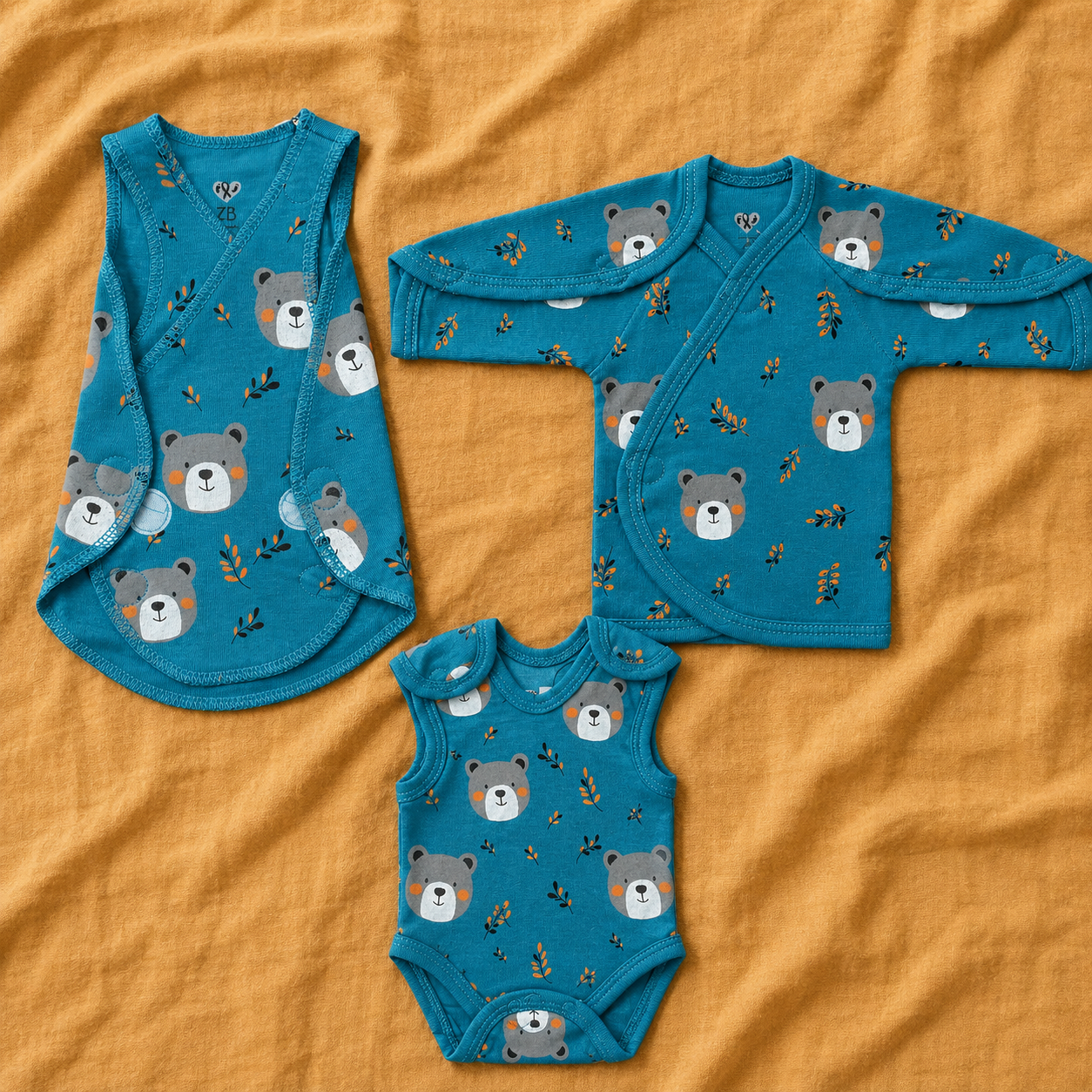 Teal Teddy Bear Print – Little Wardrobe Collection – View 1